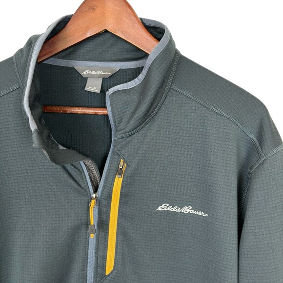 Eddie Bauer Gray Yellow Pullover Sweatshirt Fleece Lined Men’s XL - Picture 2 of 5
